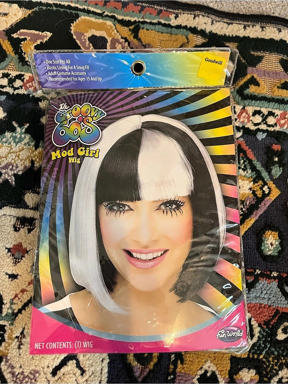 The Mod Girl Mod Girl Wig Black & White Wig for Halloween
